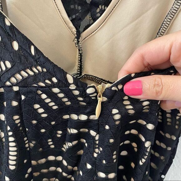 Revolve By the Way. Vicky Lace Eyelet Overlay Scalloped Black Mini Dress Size XS - Picture 8 of 13